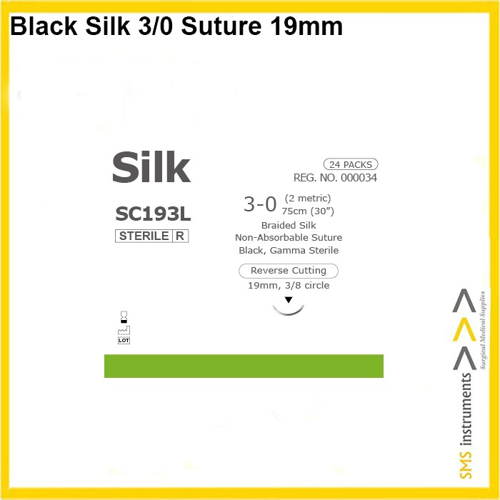 Black Silk 3/0 Surgical Suture | Nylon Blue Monofilament | SMS Surgical ...