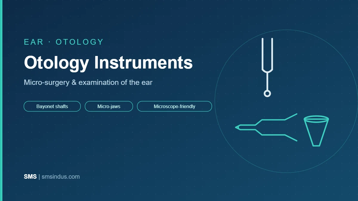 Otology instruments — tuning fork, bayonet micro ear forceps and ear speculum for ear surgery